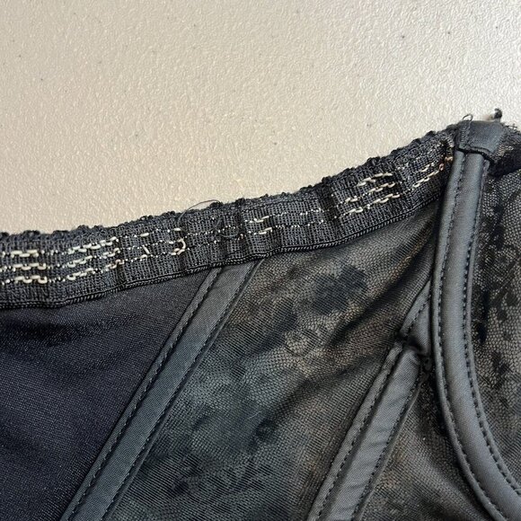 Vintage Warner Merry Widow Anemone Black Floral Sheer Corset 34B - Picture 8 of 16